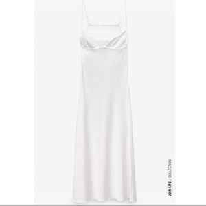 ZARA SATIN EFFECT CUT OUT DRESS